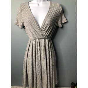 shein grey V neck xs size 2 dress elastic waist